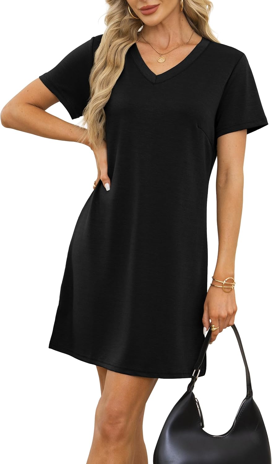 Detalle de RUMIA Summer Dress for Women 2026: V-Neck Casual Sundress