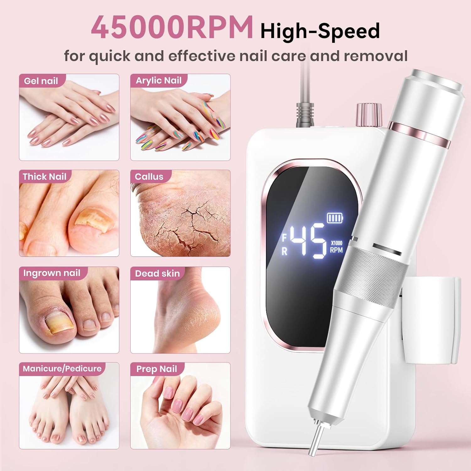 Detalle 2 de Hoxida Professional Nail Drill 45000RPM
