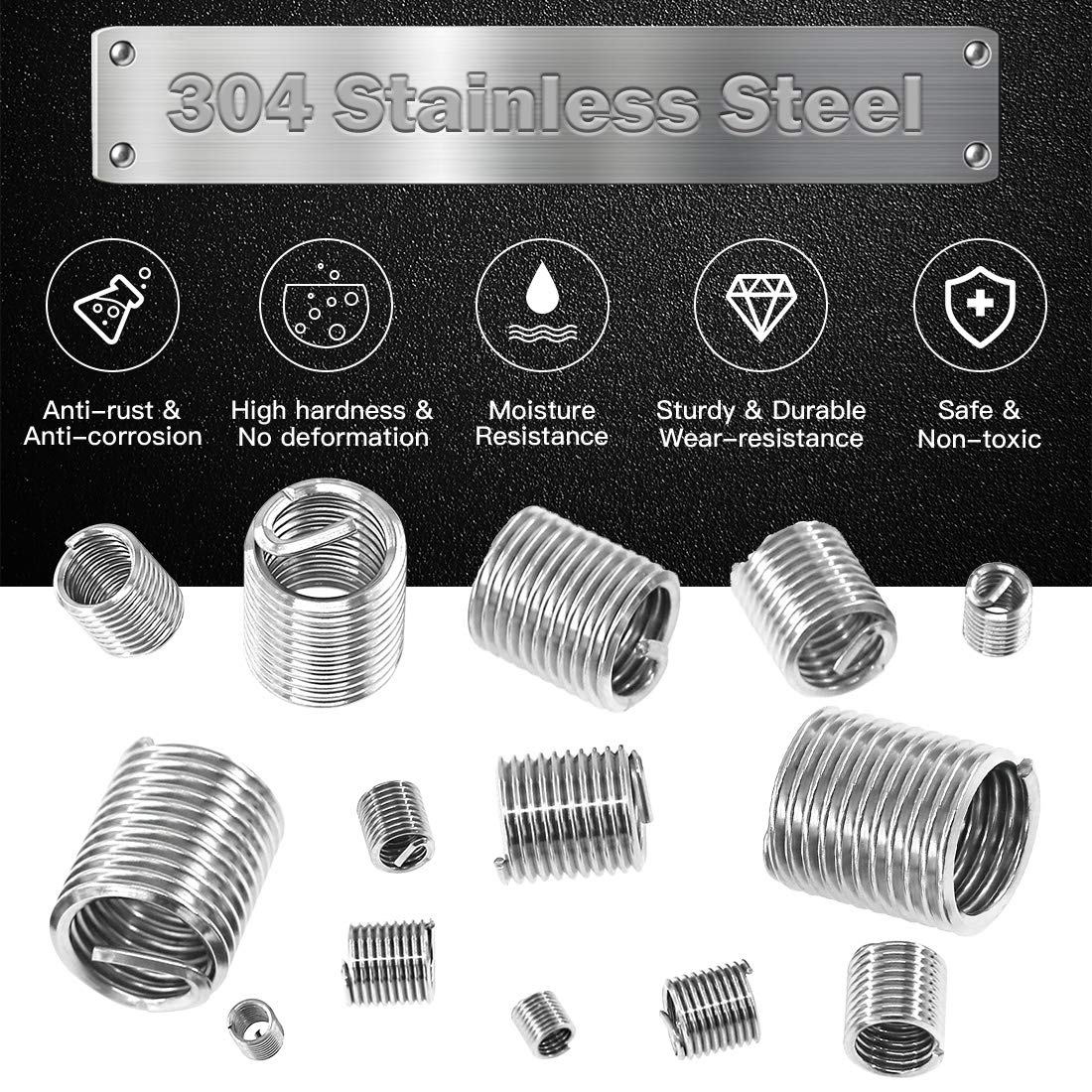 Detalle de Rustark 84 Pcs 304 Stainless Steel Wire Thread Inserts Set (M3–M12)