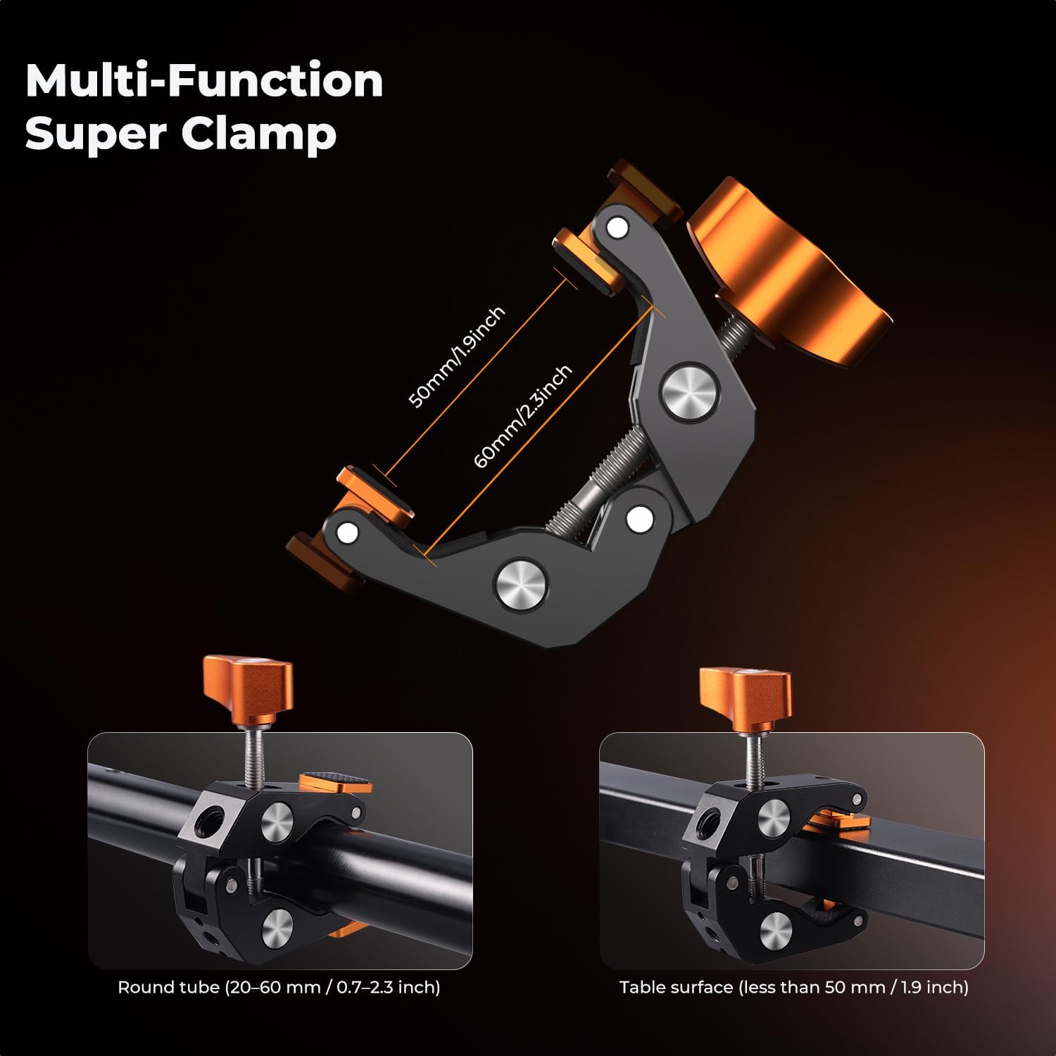 Detalle de K&F CONCEPT 22" Magic Arm Clamp overhead desk camera mount with action camera adapter