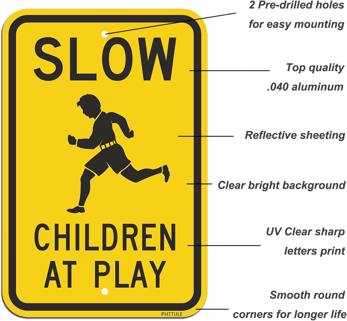 Detalle de PHTTULE Slow Down Sign 18 x 12 inches