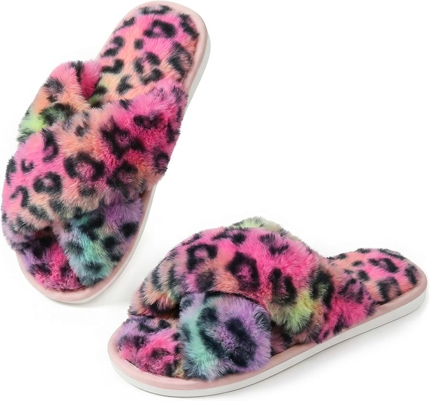 Thumbnail 6 de Ankis Women’s Fuzzy Cross-Band Memory Foam Slippers (Open-Toe)