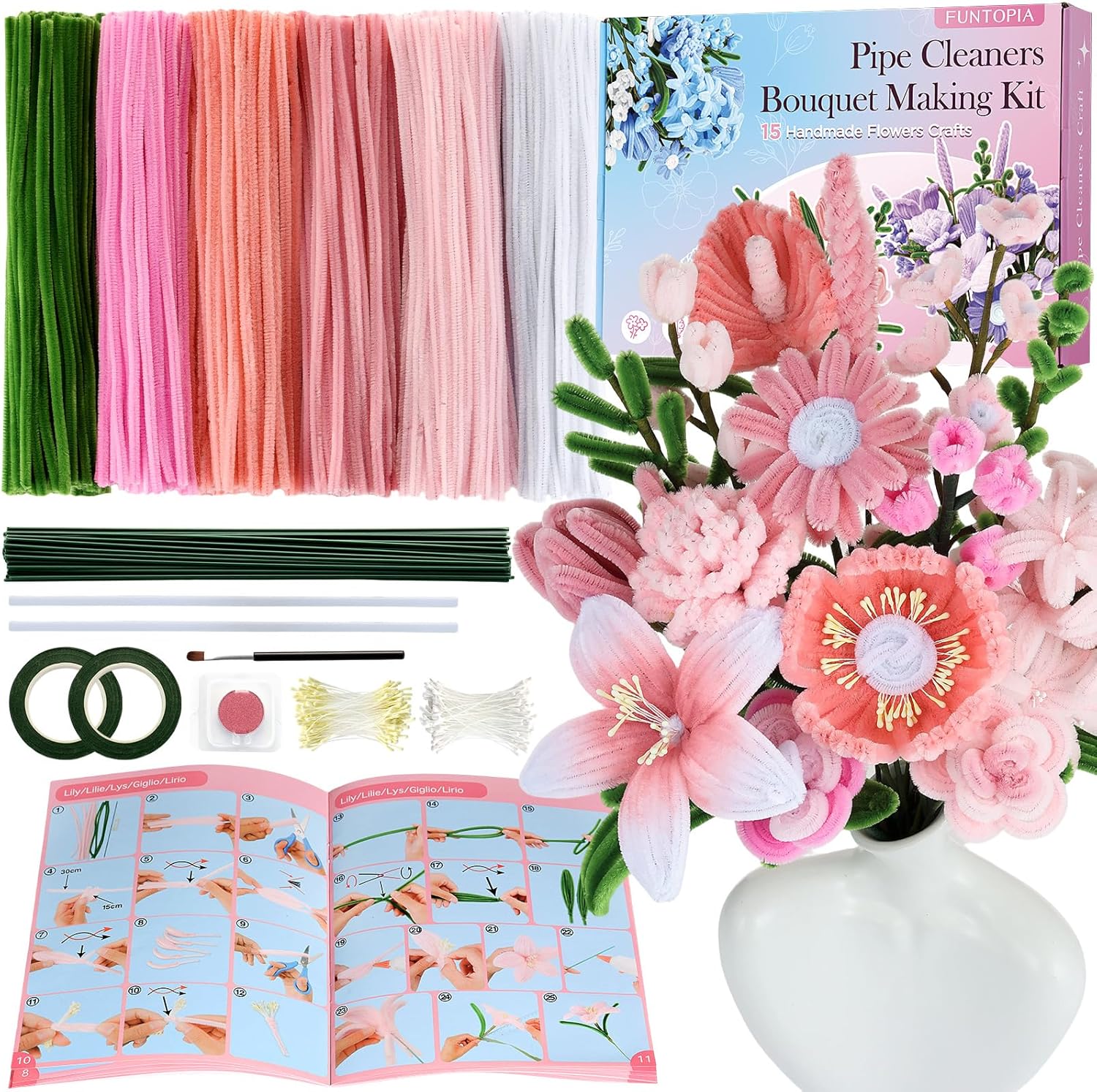 Thumbnail 6 de Funtopia Pipe Cleaner Flowers: 540-Piece Craft Kit for DIY Bouquets