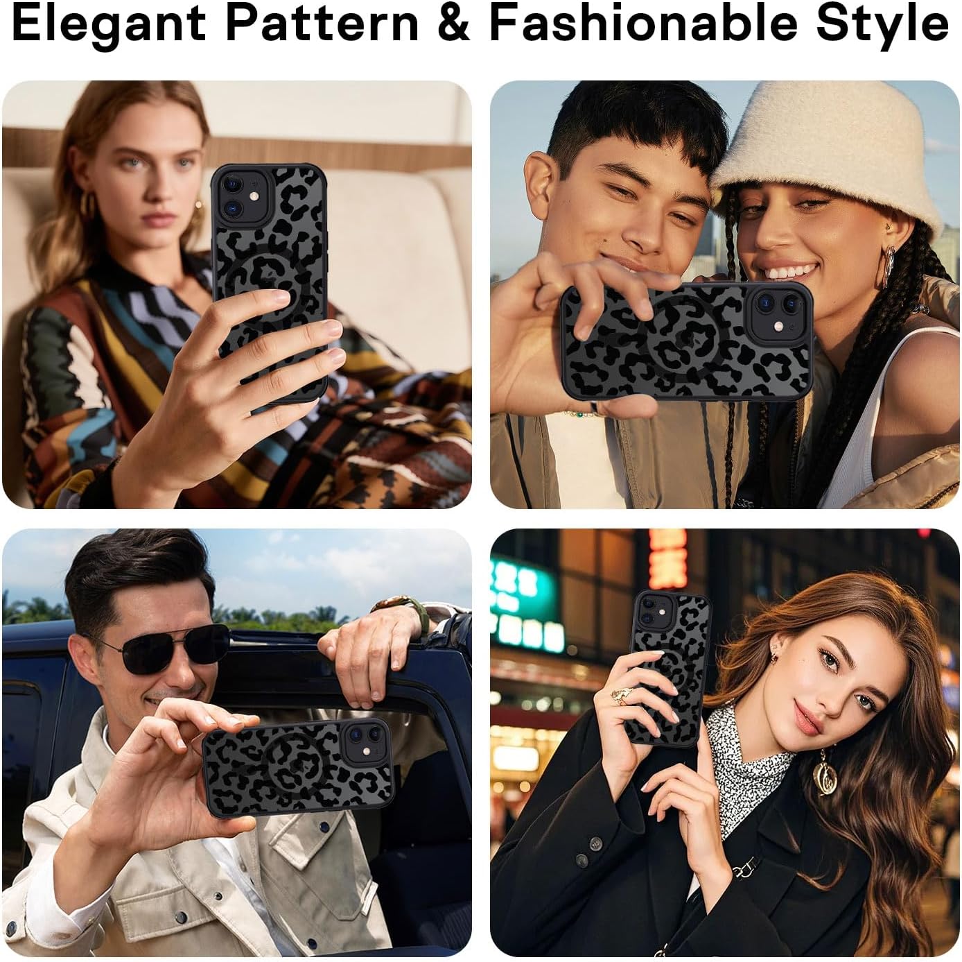 Thumbnail 6 de XTCASE Coque Magnétique pour iPhone 11 – Motif Léopard, Translucide Mat, TPU/PC, Noir