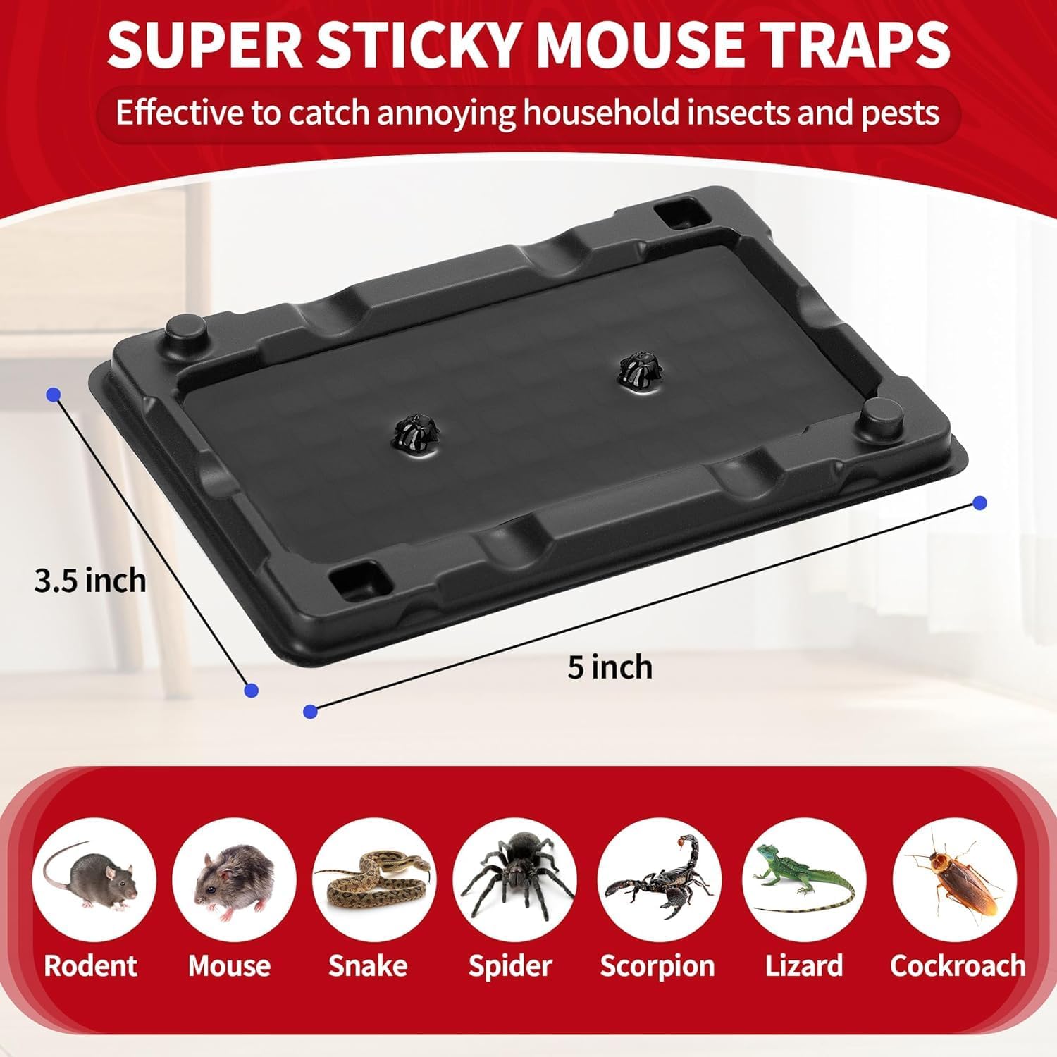 Detalle 2 de LULUCATCH KMRT01PC-S Mouse and Insect Glue Traps, 48-Pack, Pre-Baited