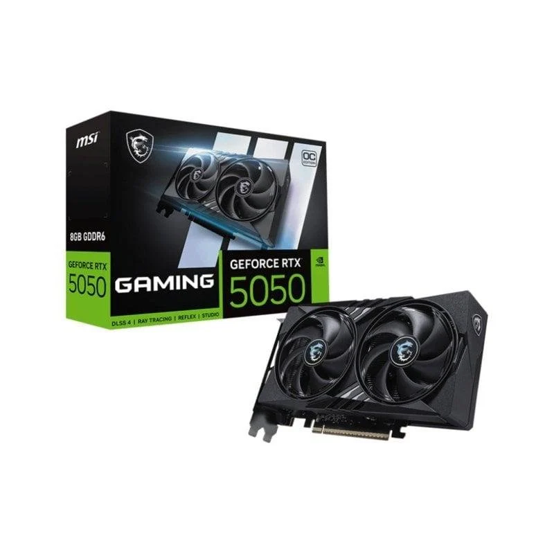 Detalle de MSI GeForce RTX 5050 Gaming OC 8GB GDDR6 Dual Fan — rendimiento para 4K IA y más