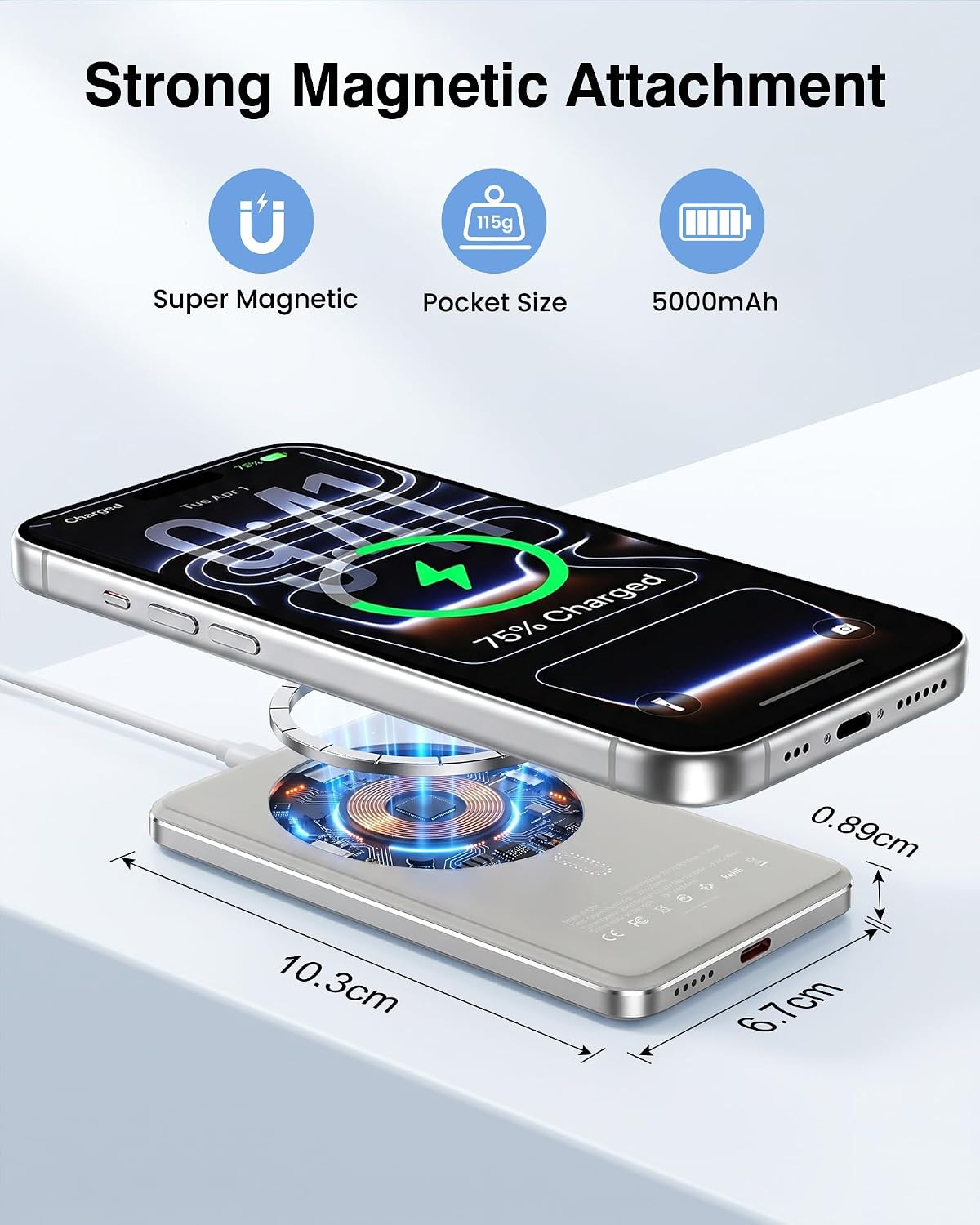 Thumbnail 1 de Ultra Slim MagSafe Power Bank 5000mAh — 15W Wireless & 20W USB-C Fast Charging