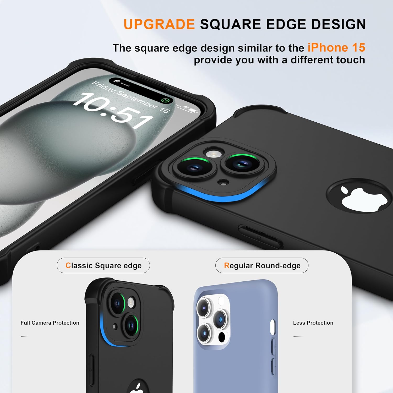 Detalle 2 de ORETECH iPhone 15 Case 6.1 inch 2-Pack screen protector