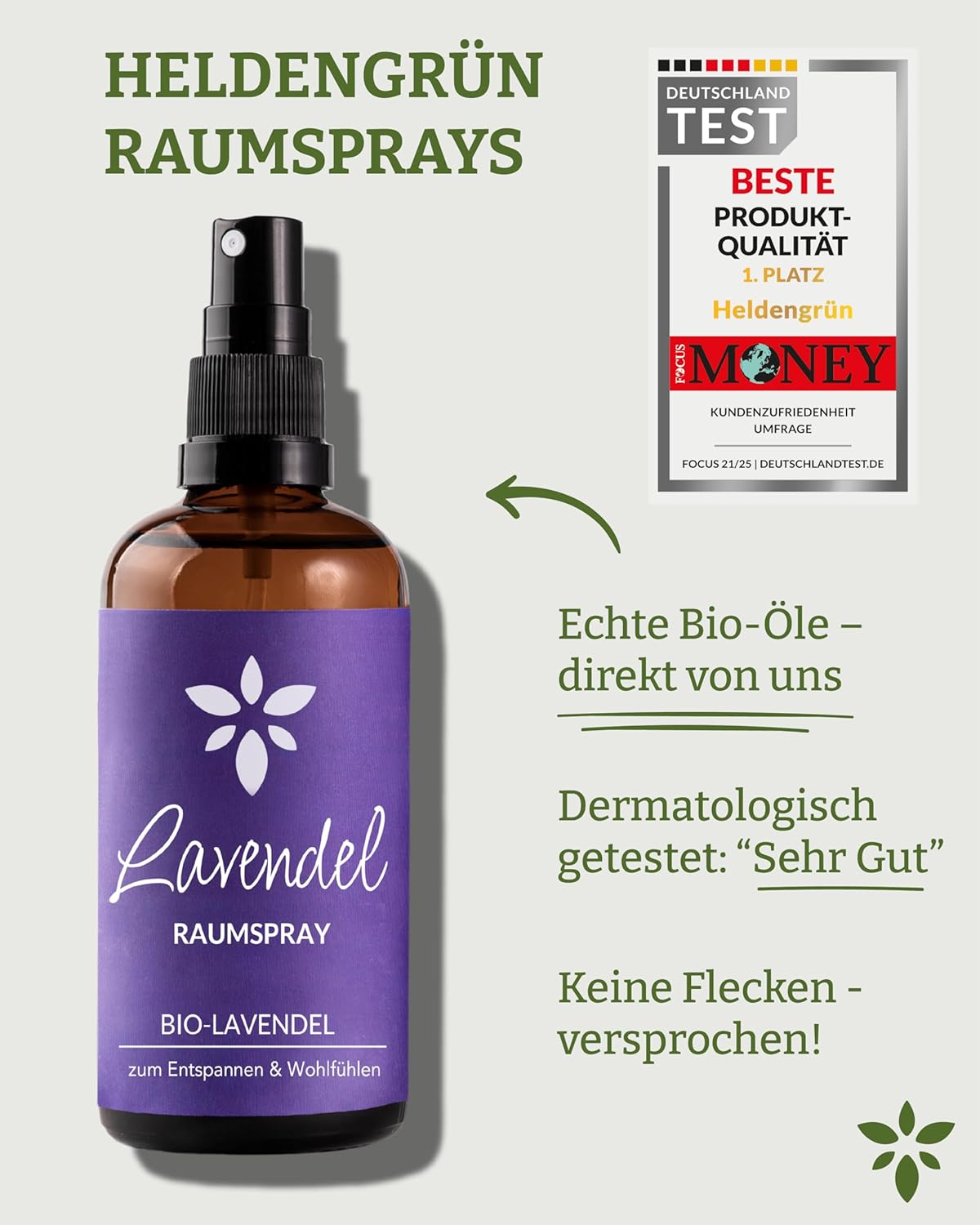 Thumbnail 5 de Heldengrün® Lavendelspray „Gute Nacht“ (Bio-Lavendelöl) – Kissenspray & Raumspray