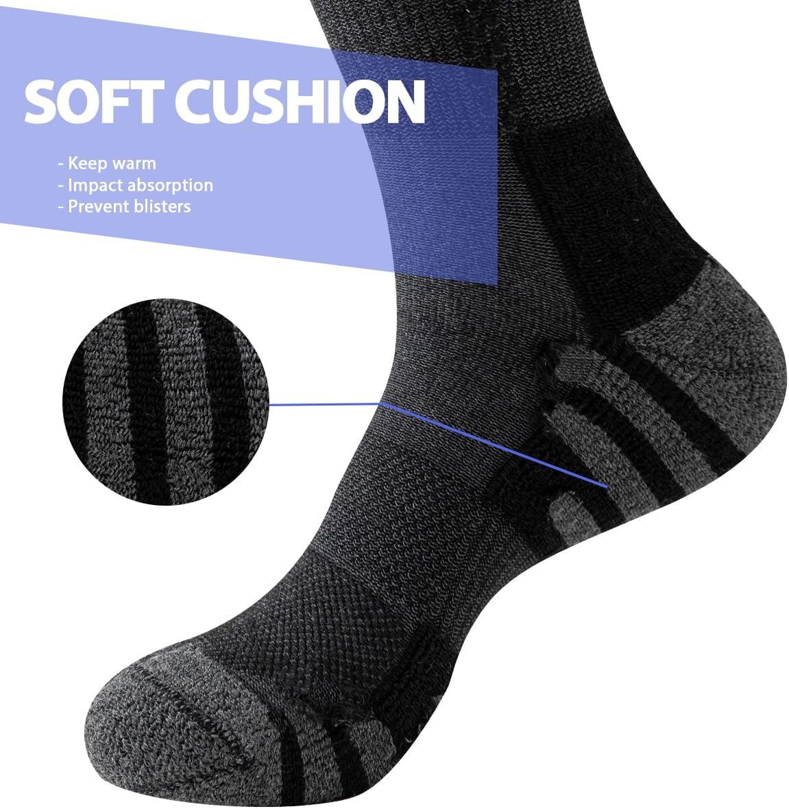 Thumbnail 4 de JOYNÉE 8 Pairs Mens Crew Athletic Work Long Socks: Cushioned Comfort for Sports and Everyday Wear