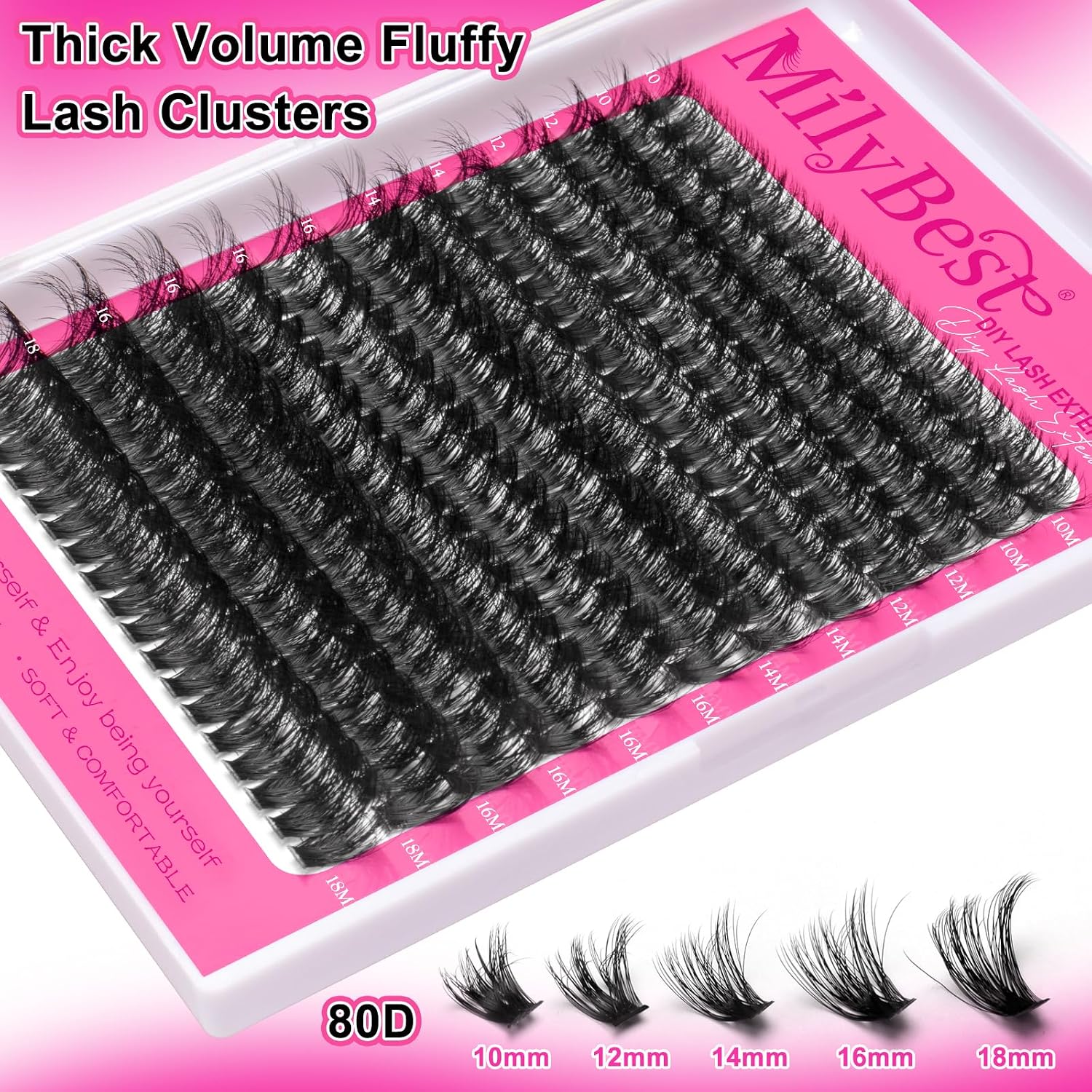 Thumbnail 2 de MilyBest 80D Fluff Lash Cluster Kit, 10–18 mm D-Curl Individual Lashes
