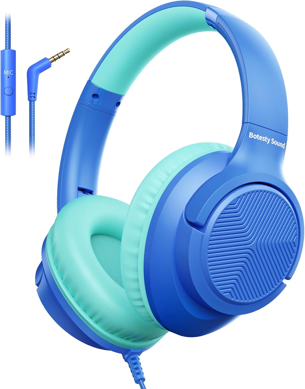 Detalle de Kopfhörer mit Kabel und Mikrofon, Over-Ear, 3,5 mm – faltbar, 1,5 m Nylonkabel, kompatibel mit Tablet/Laptop/MP3/MP4