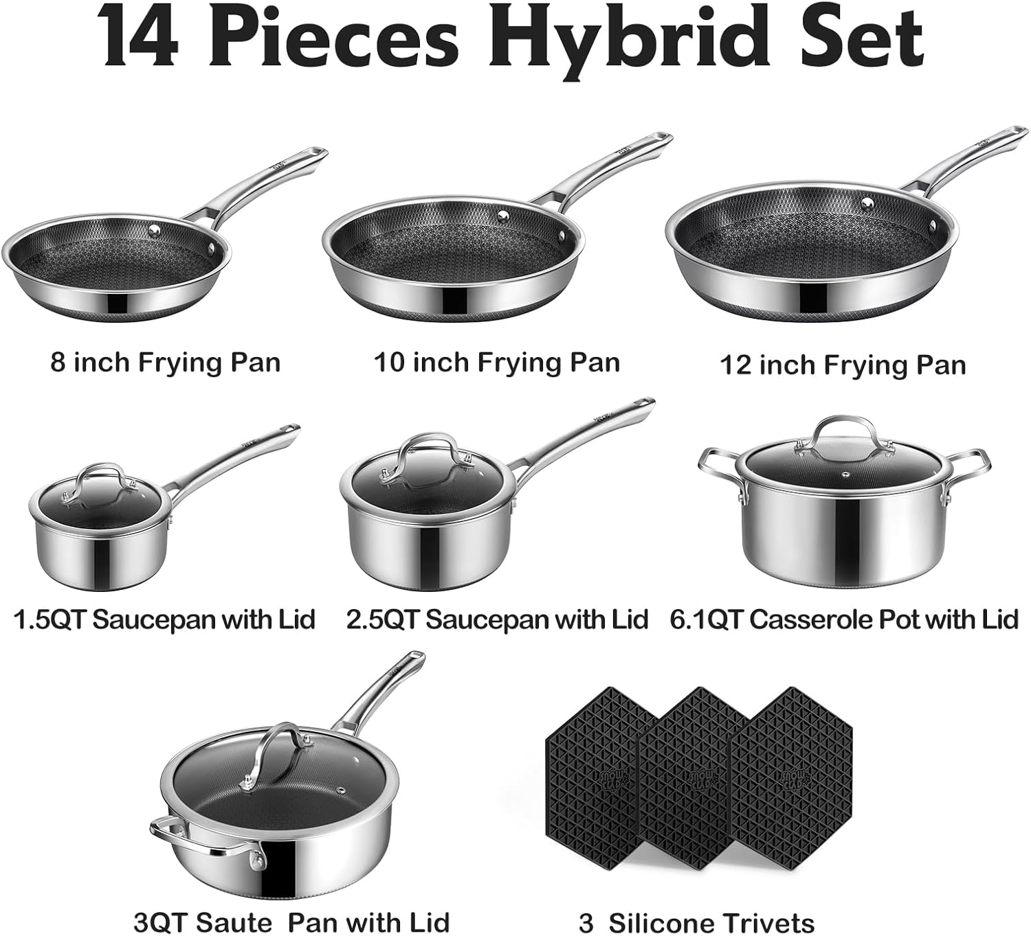 Thumbnail 3 de SNOWCLAD 14Pc Hybrid Stainless Steel Cookware Set