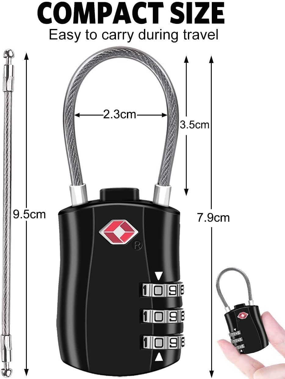 Thumbnail 1 de BeskooHome TSA Approved Luggage Locks (2 Pack) – 3-Dial Combination Zinc Alloy Padlocks
