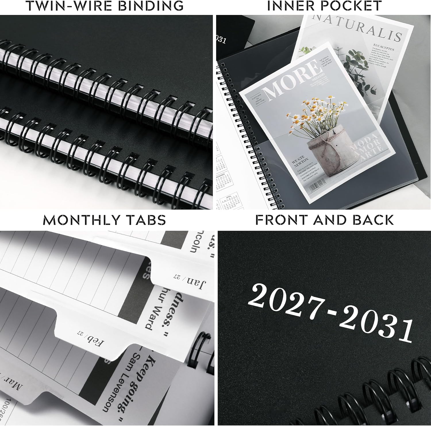 Detalle 2 de Artfan ANA4HEWN25Z13 2027–2031 Monthly Planner, 9" x 11", Twin-Wire Binding