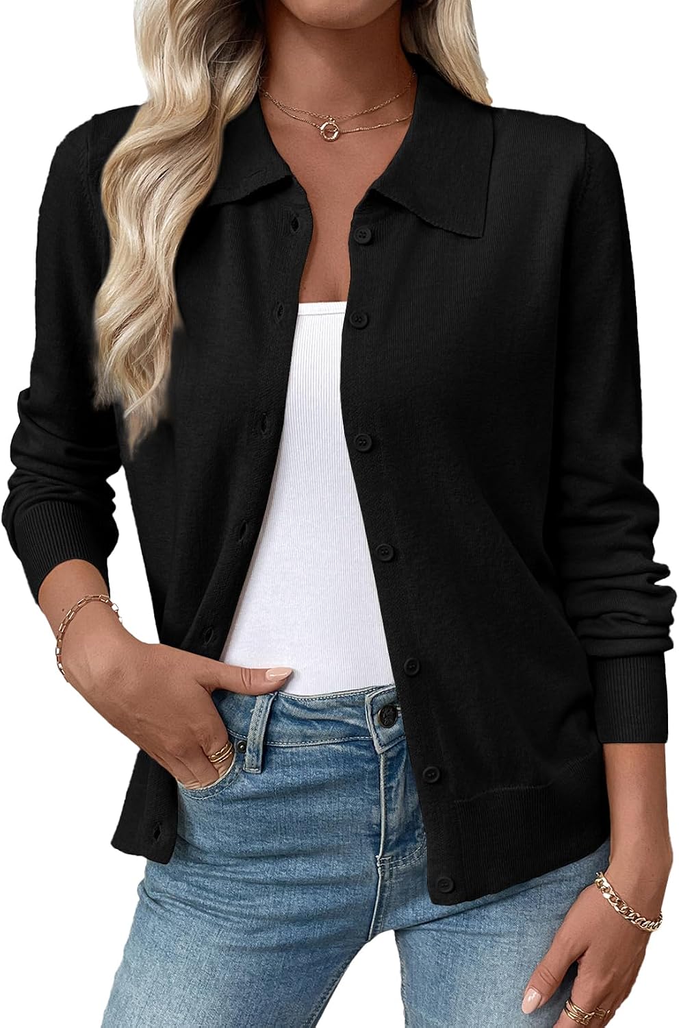 Detalle de EVALESS Cardigan Sweater Lightweight 2026