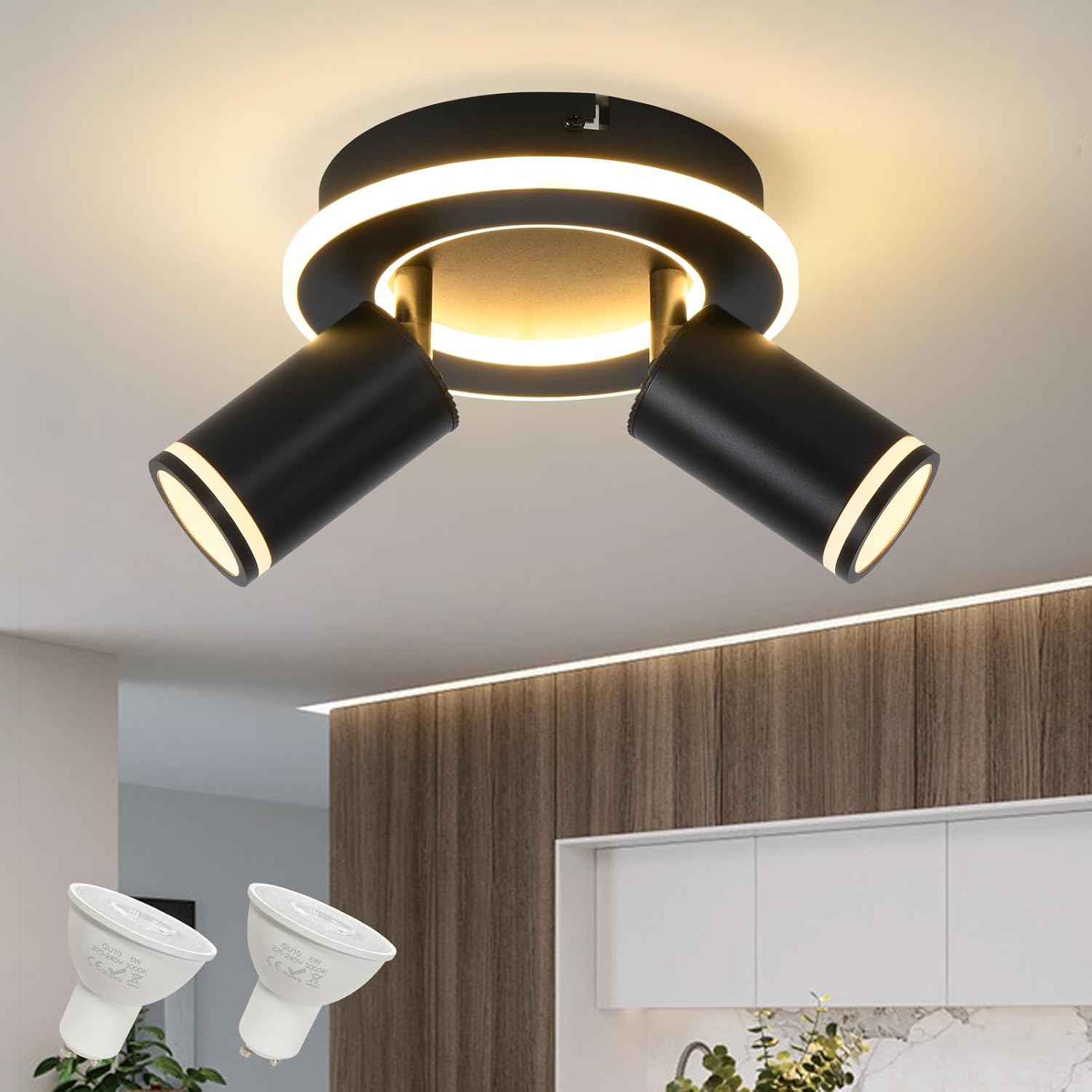 Detalle de SANSHI Deckenleuchte 2 Flammig LED