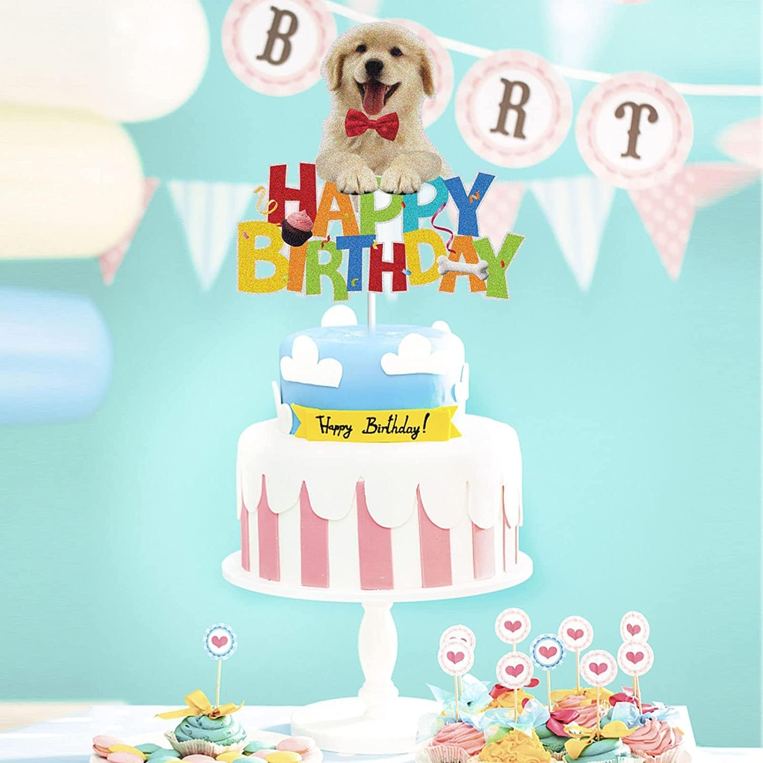 Detalle 1 de KEWEYA Dog Birthday Cake Topper 10.7 x 15 cm