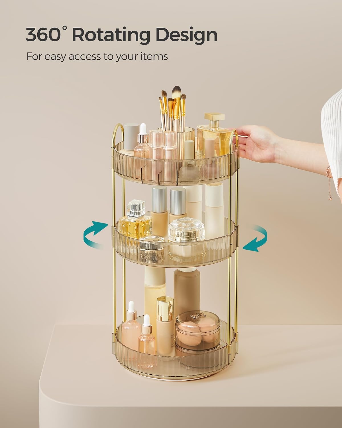 Detalle de SONGMICS Rotating Makeup Organiser 3-Tier