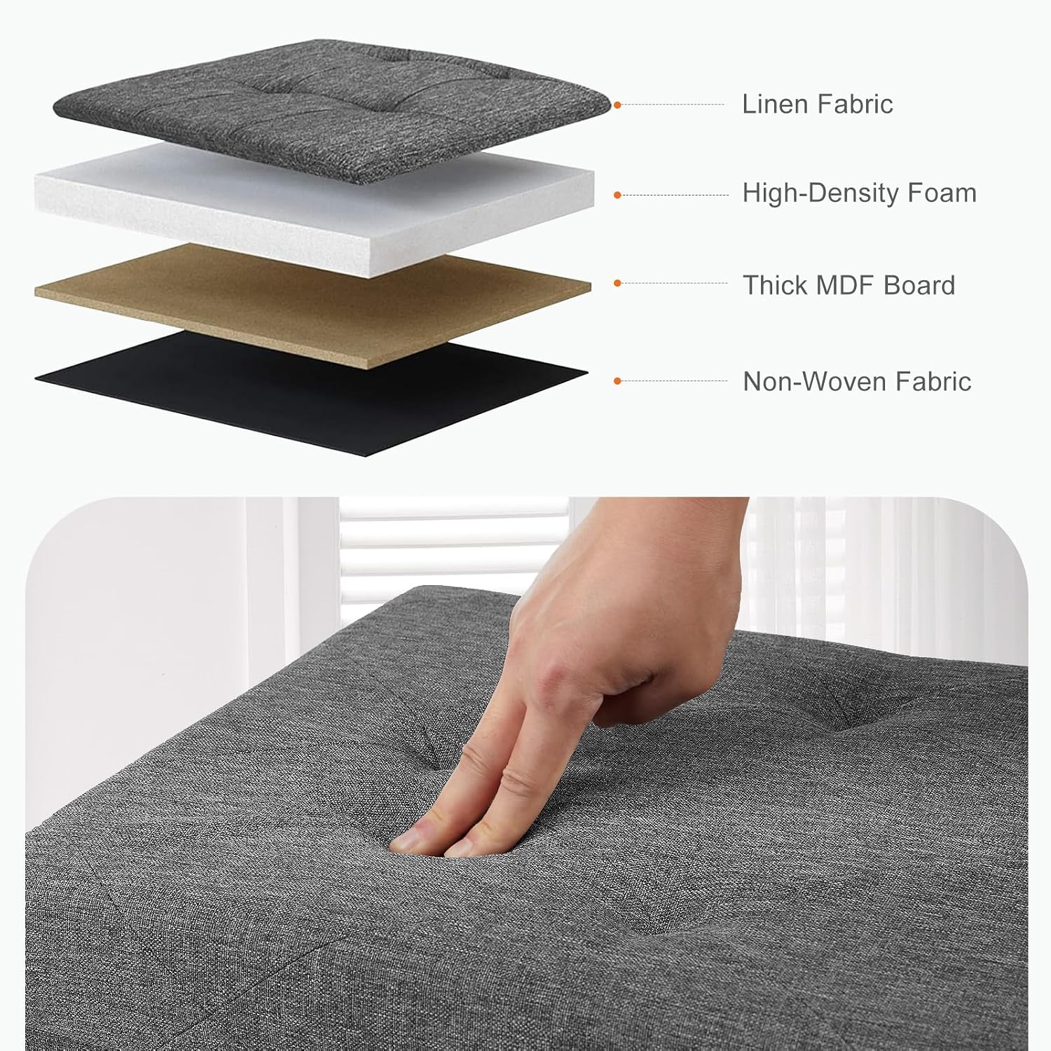 Detalle 1 de Sweetcrispy Storage Ottoman Bench, 43-Inch