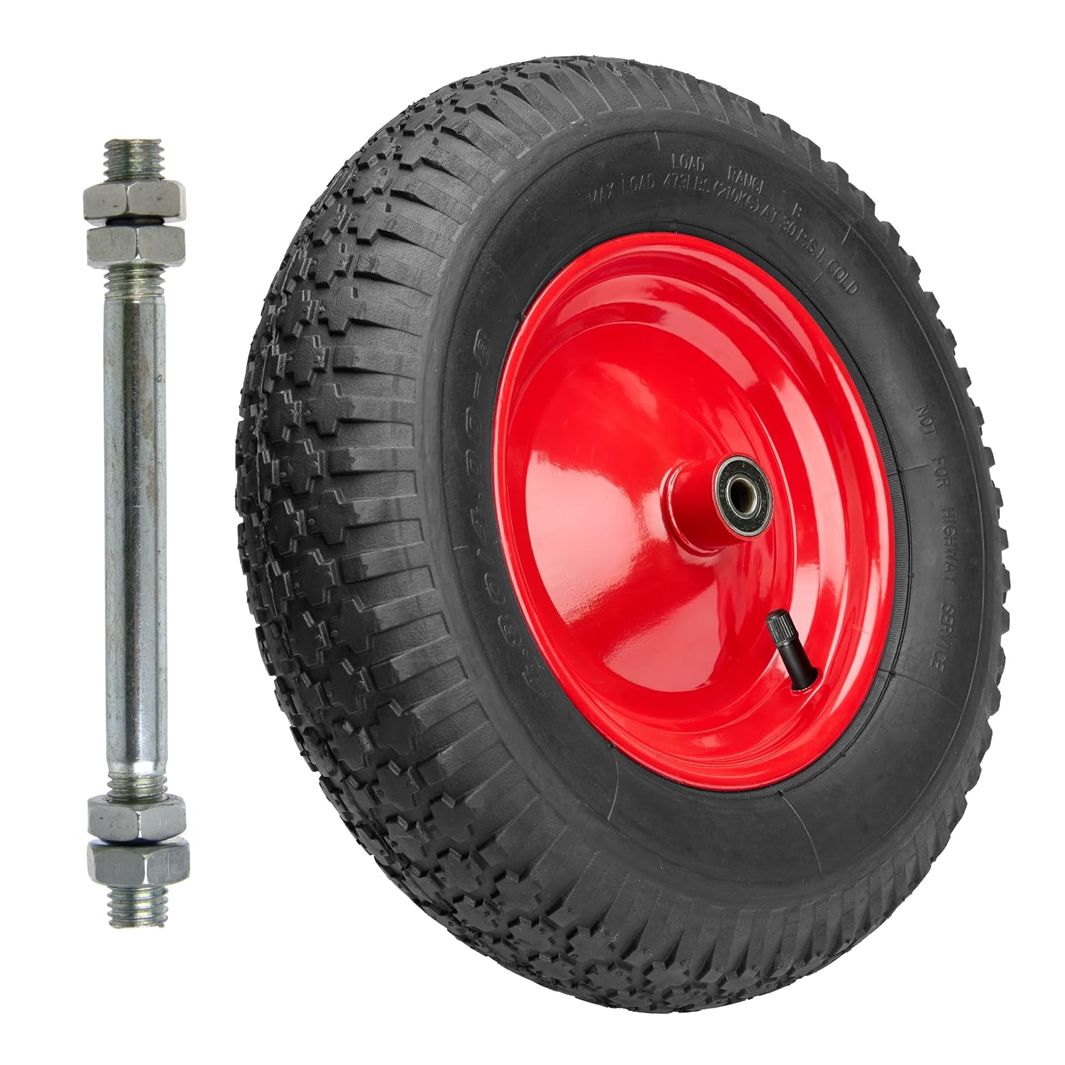 Thumbnail 6 de Garronda Ersatzrad Schubkarre 4.80/4.00-8 Ø390 mm – Luftreifen 4PR, Tragkraft 220 kg, Achse & Kugellager, Grün-Schwarz