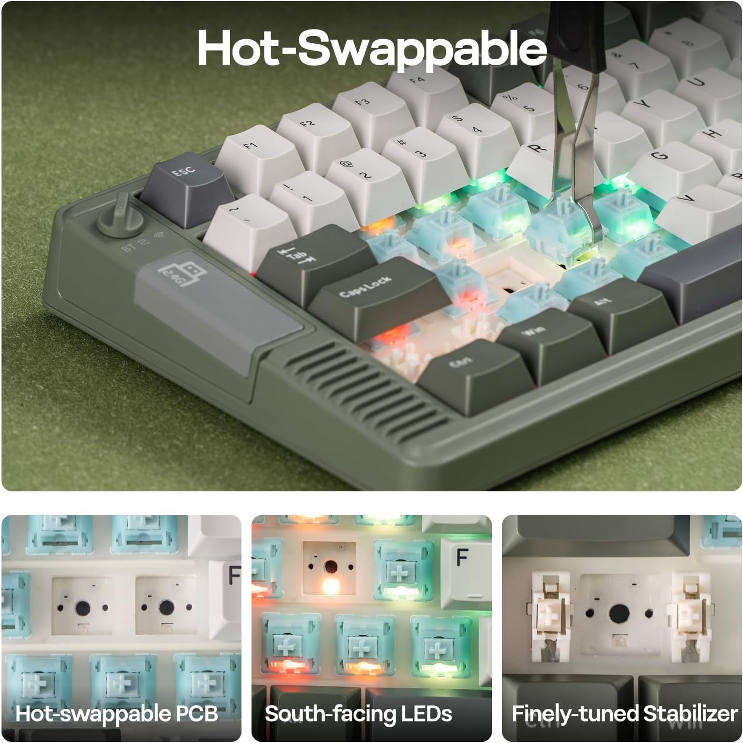 Thumbnail 5 de EPOMAKER RT85 wireless mechanical keyboard (75% Gaming) with joystick, DIY TFT screen & hot-swap – US QWERTY – creamy switches