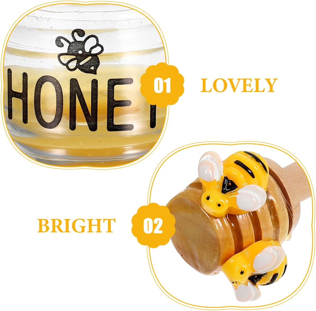 Detalle de SUPVOX Honeybee Decor Mini Honey Pot Set for Tiered Tray – Compact Bee-themed Accent