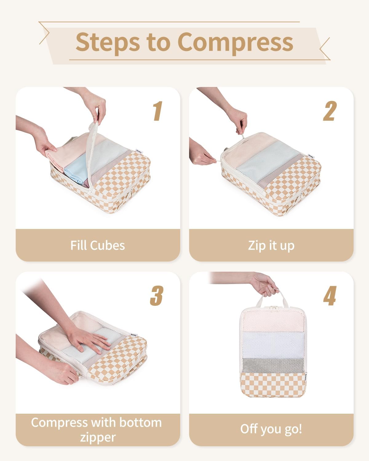 Thumbnail 6 de Narwey 6‑teilige Koffer Organizer Set – Kompressionswürfel für Koffer, Rucksack und Reisetasche (Graublau)