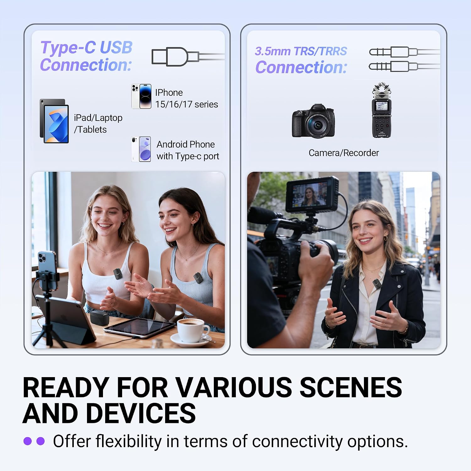 Detalle de FIFINE M9 Wireless Lavalier Microphone with Noise Cancellation and 50 m Range