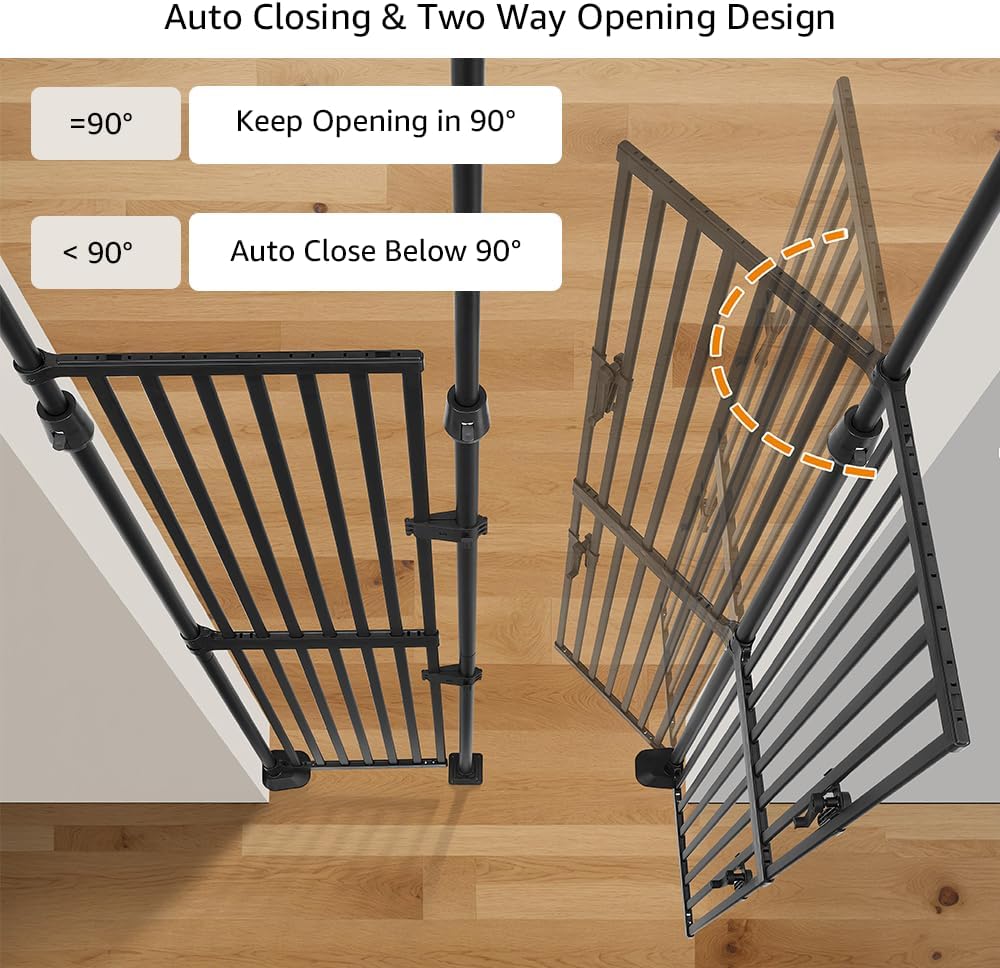Detalle 2 de unipaws 218 cm High Extra Tall Cat Gate – Upgraded 3- Pillar Stability, Auto Close, No Drilling