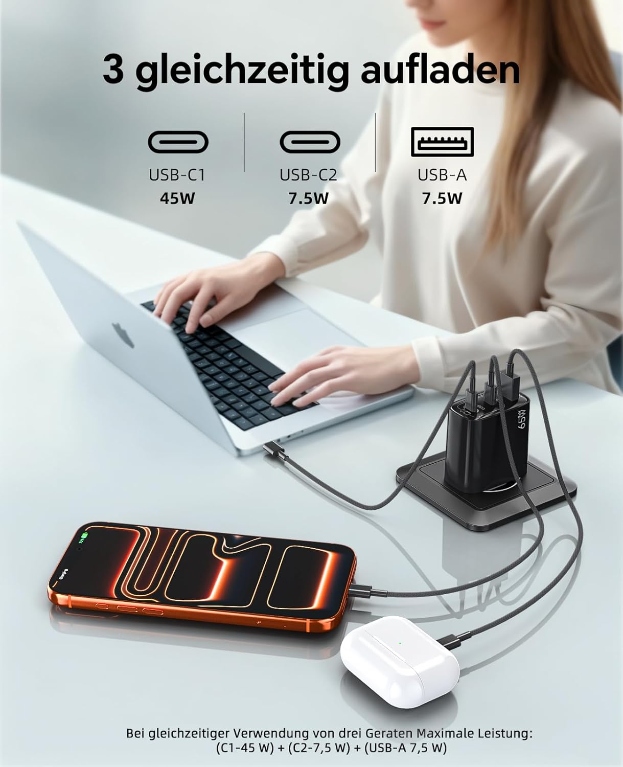 Thumbnail 2 de USB C Ladegerät 65W 3-Port