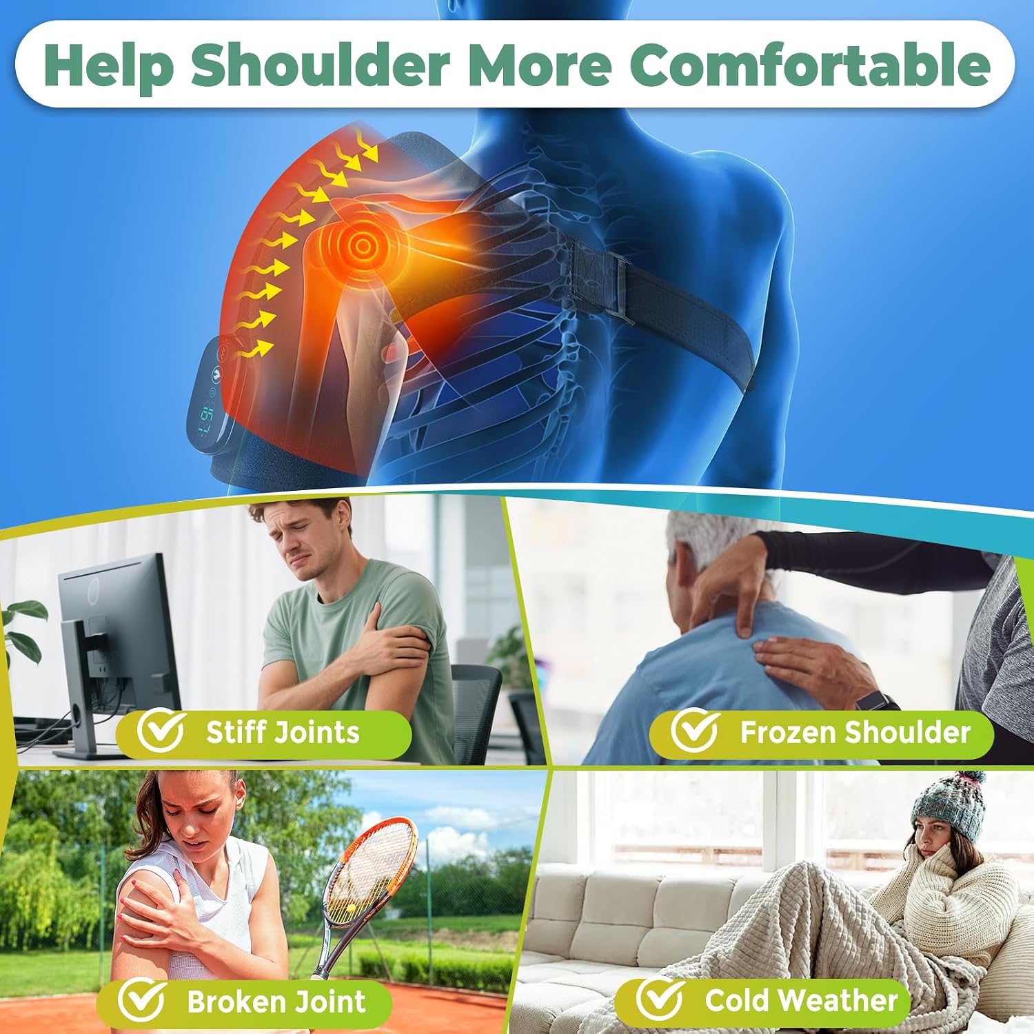 Detalle 2 de ROMYSE Cordless Shoulder Heating Pad, 5000mAh