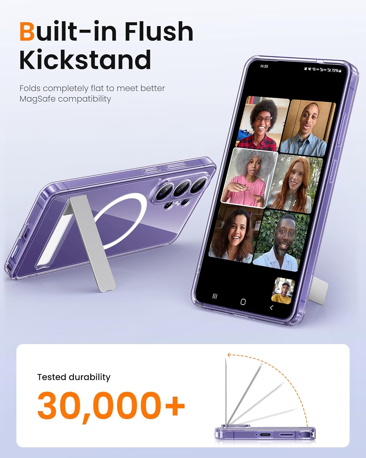 Thumbnail 4 de SIXBOX Magnetic Case for Samsung Galaxy S26 Ultra with Kickstand and Tempered Glass Screen Protectors (Clear)