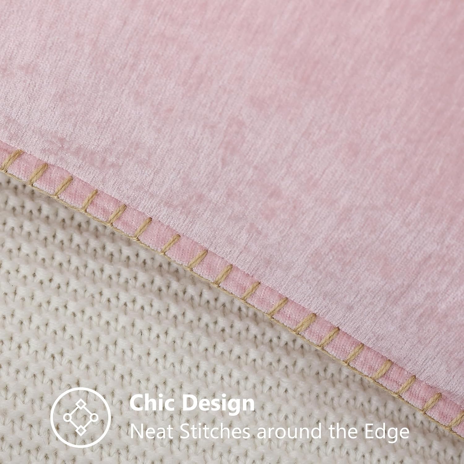 Detalle de decorUhome Fall Chenille Soft Cozy Throw Pillow Covers 24x24 (Set of 2) in Blush Pink
