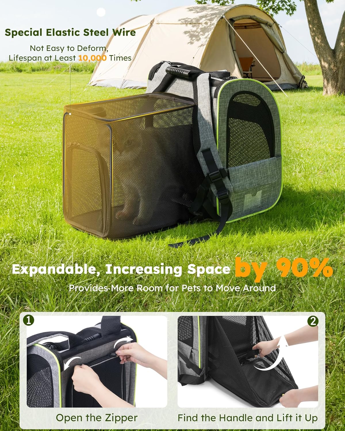 Thumbnail 2 de Pecute Sac Transport Chat Extensible Gris