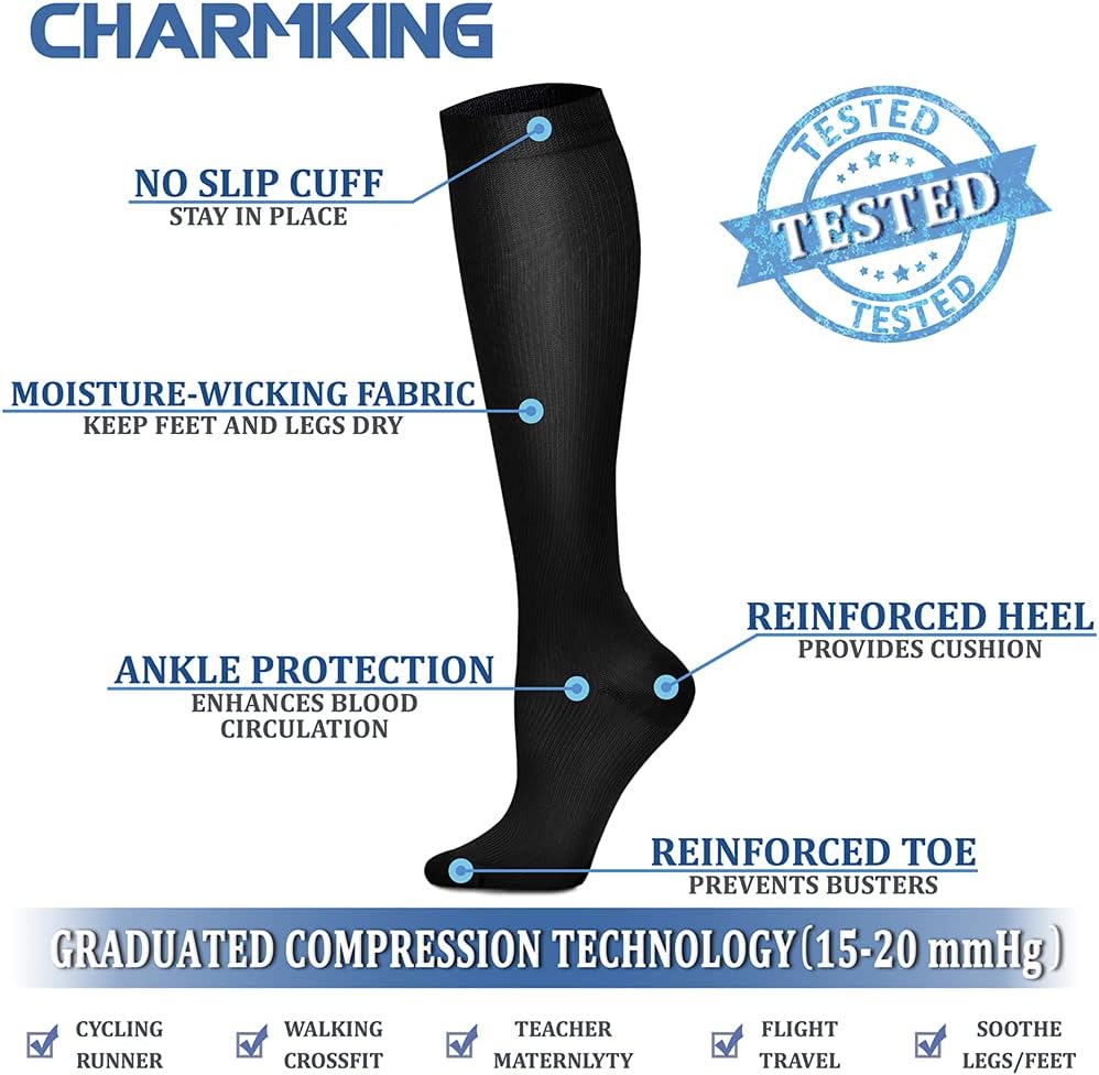 Detalle 2 de Charmking 15-20 mmHg Compression Socks ⚙