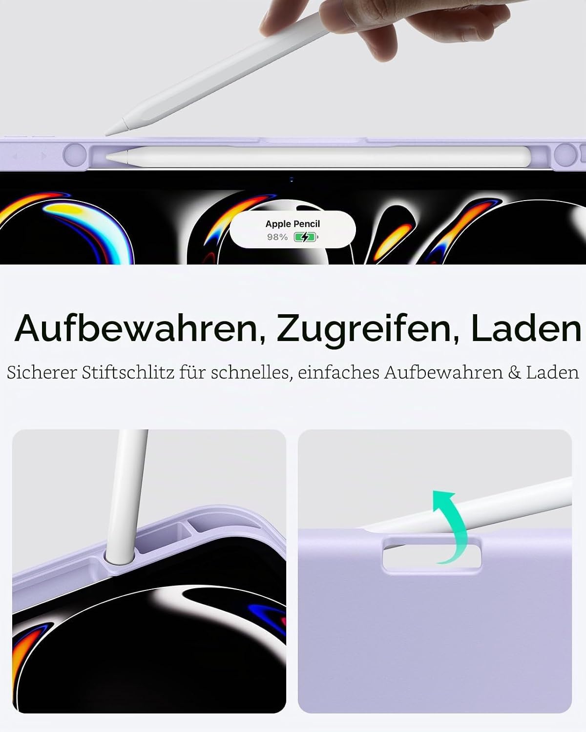 Thumbnail 6 de ESR Hülle für iPad Pro 13 Zoll (M5/M4) 2025/2024 – vertikaler Ständer, Multi-Winkel, Stifthalter, Violett