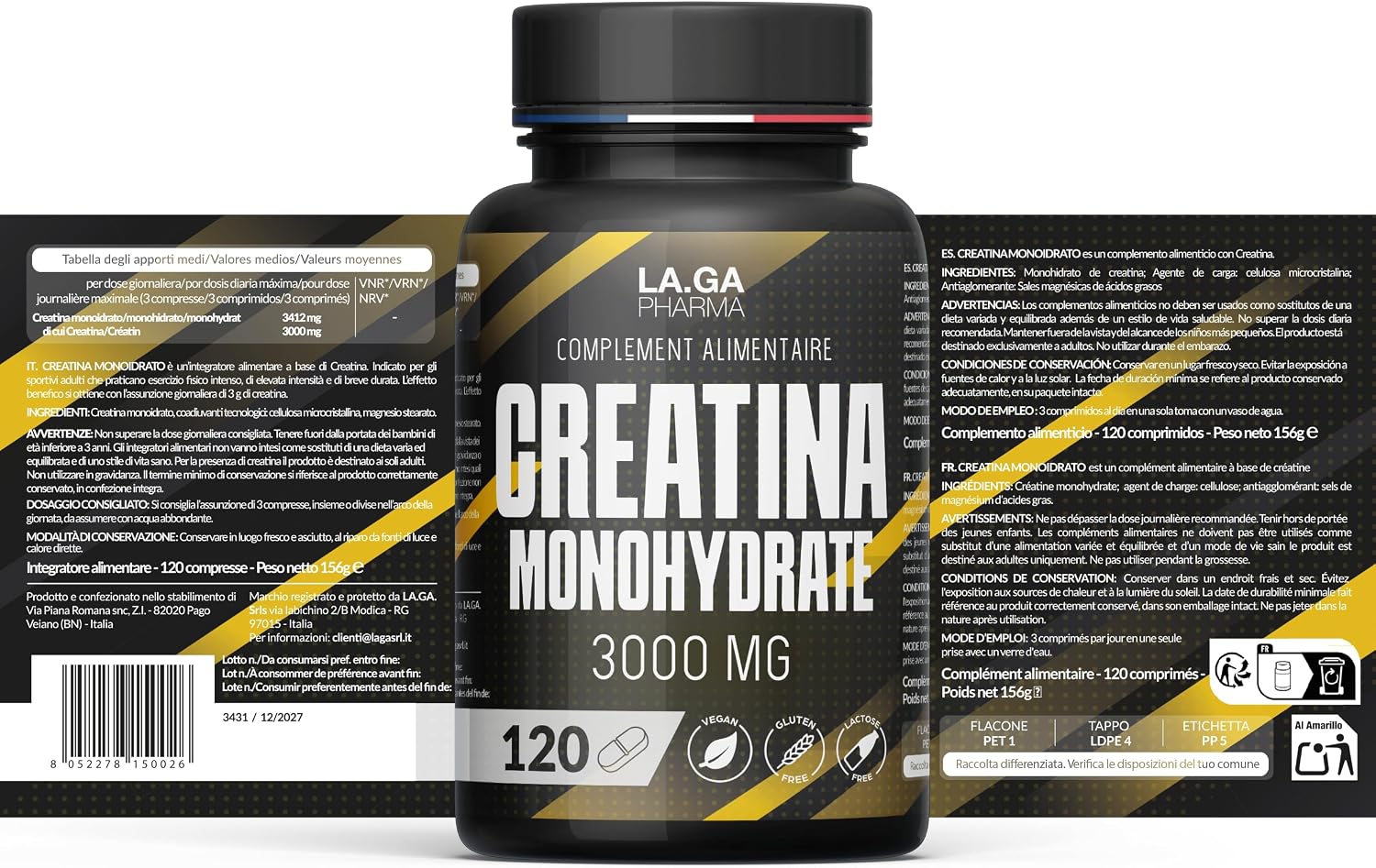 Thumbnail 6 de Creatine Monohydrate 120 comprimés 3000 mg