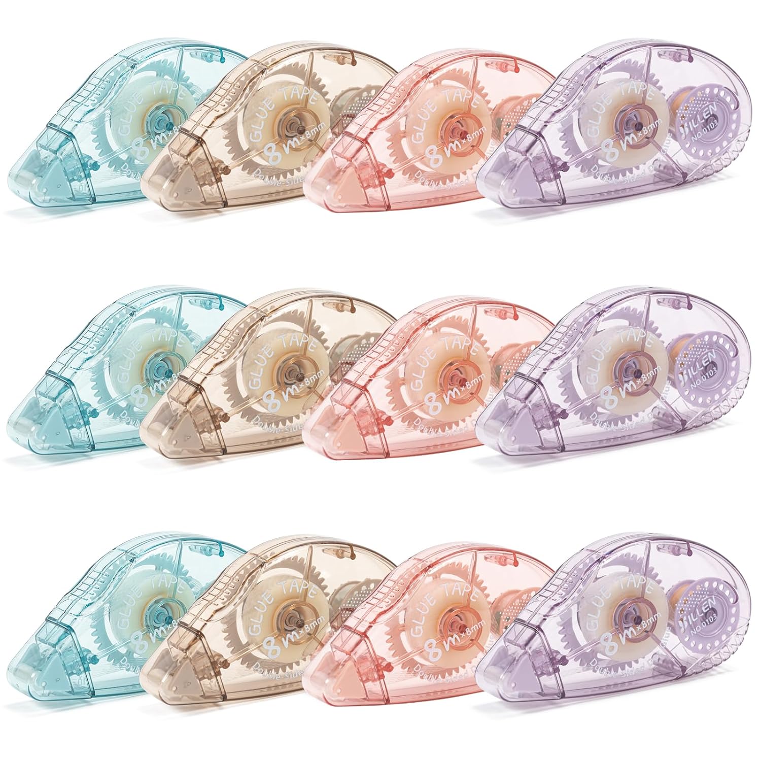 Detalle de HUIRUSO 12-Pack Double-Sided Tape Roller for Crafts, 4 Colors