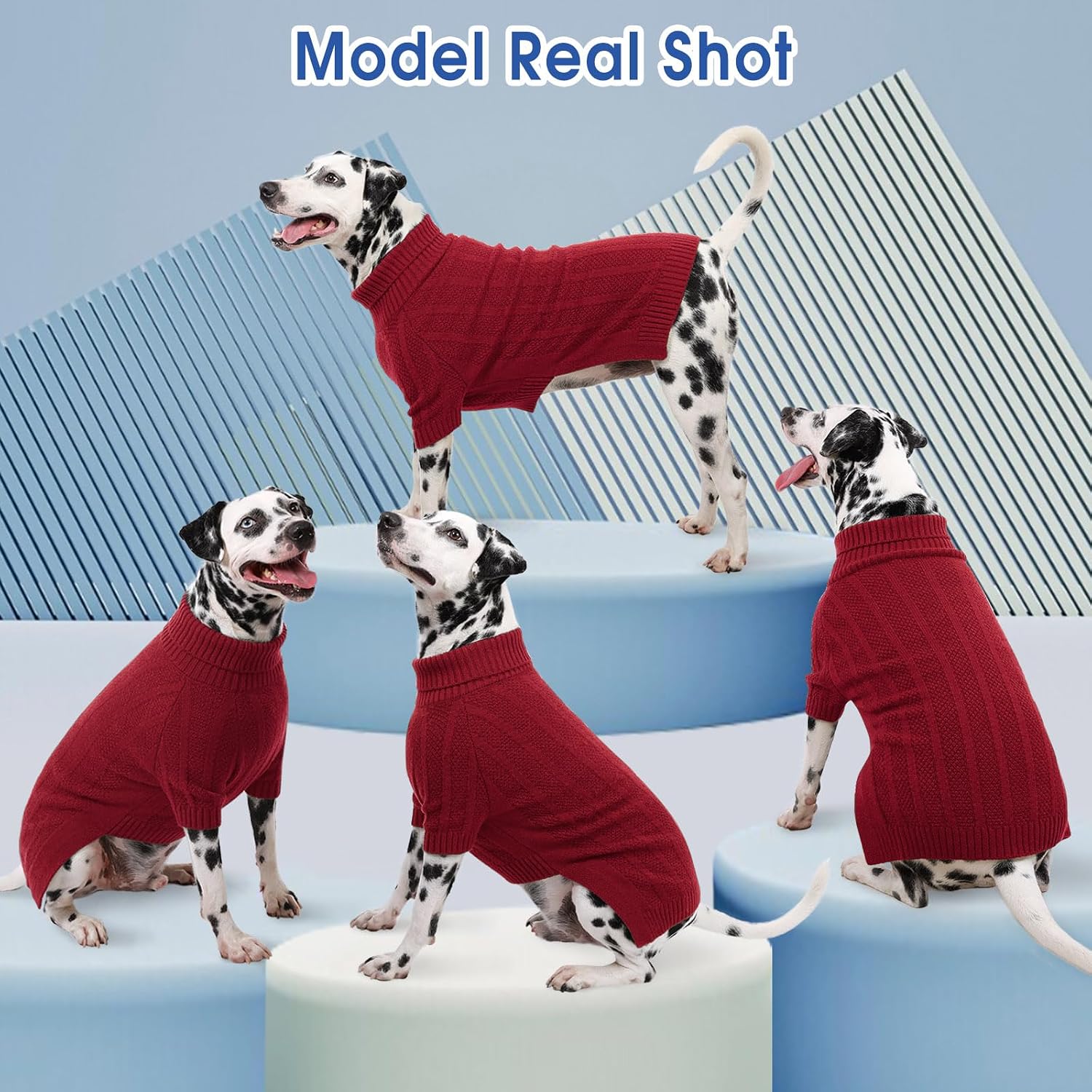 Thumbnail 6 de Queenmore Christmas Dog Jumper (Red, XL) – ultra-soft knitted pet sweater for warmth and easy toilet access