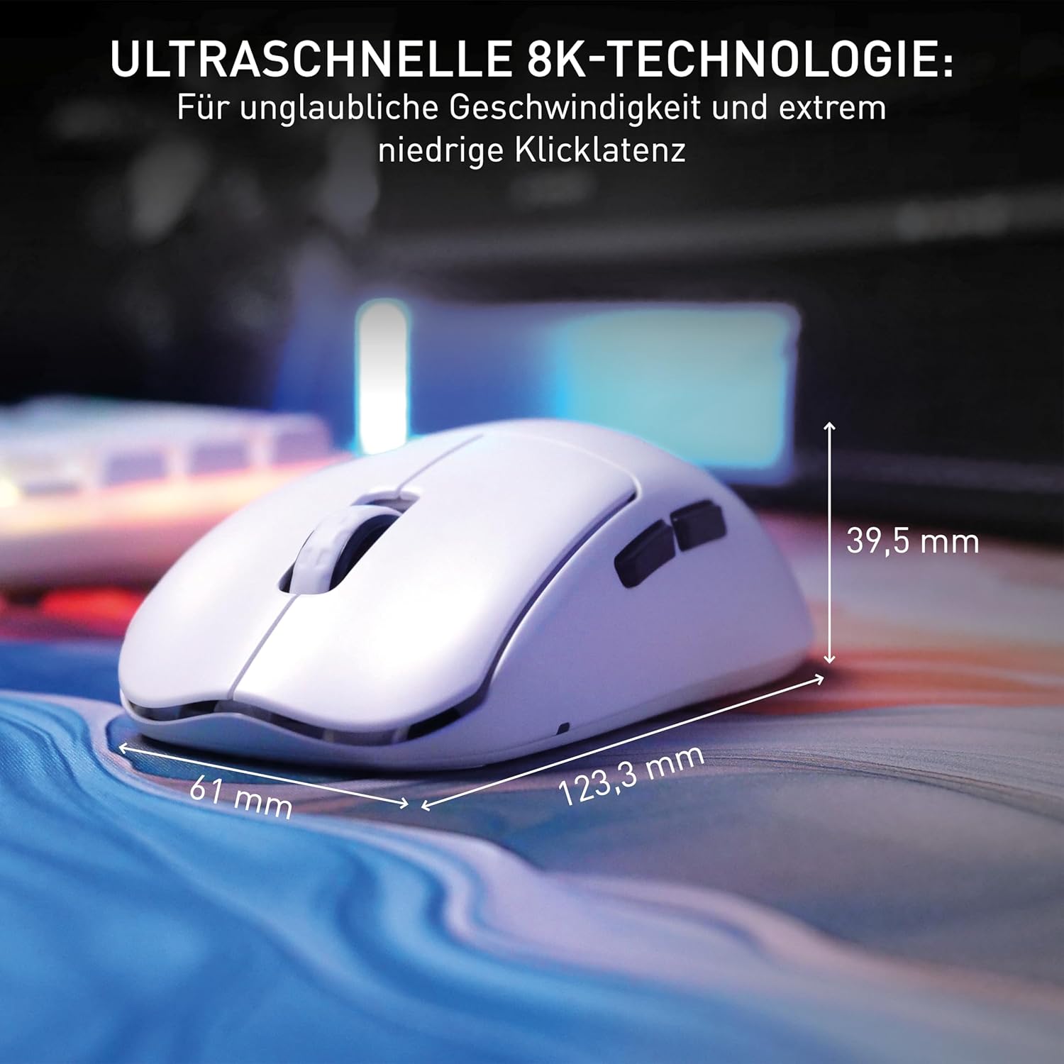 Detalle de CHERRY XTRFY M68 Pro Wireless – ultraschnelle kabellose Gaming-Maus (Weiß, 55 g)