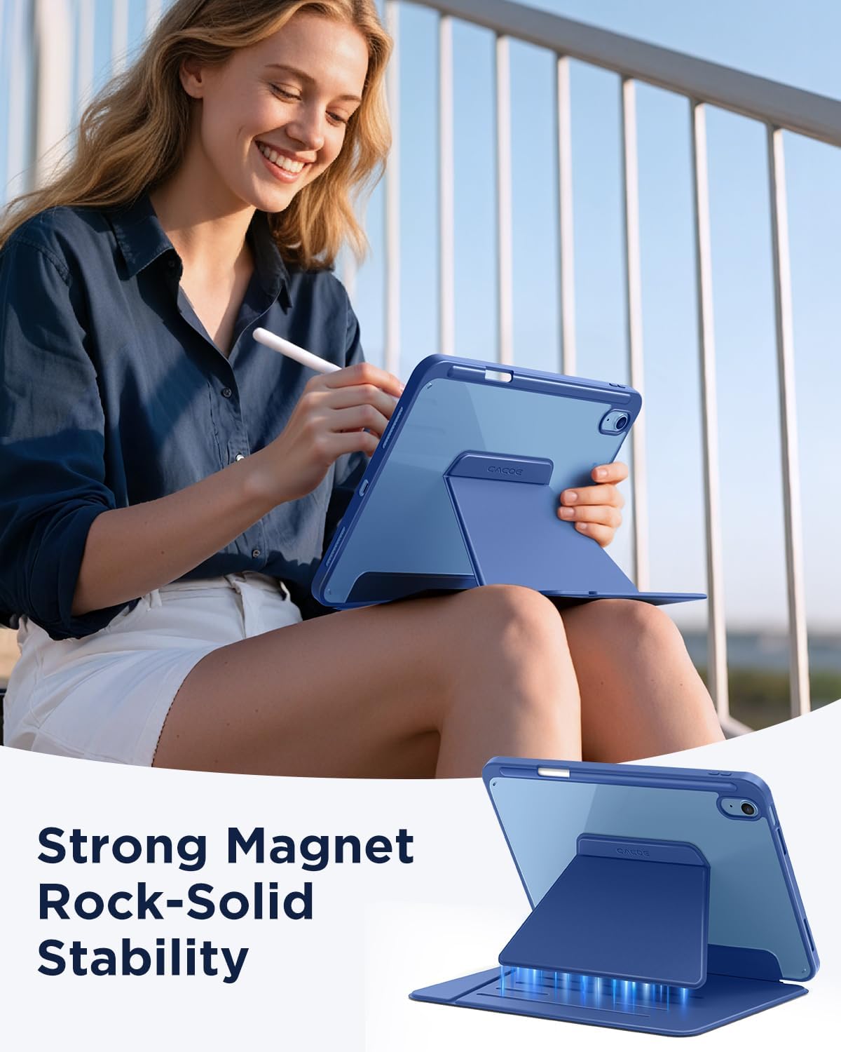 Thumbnail 3 de CACOE Case for iPad (A16) 11th/10th Gen with Pencil Holder — Sea Blue