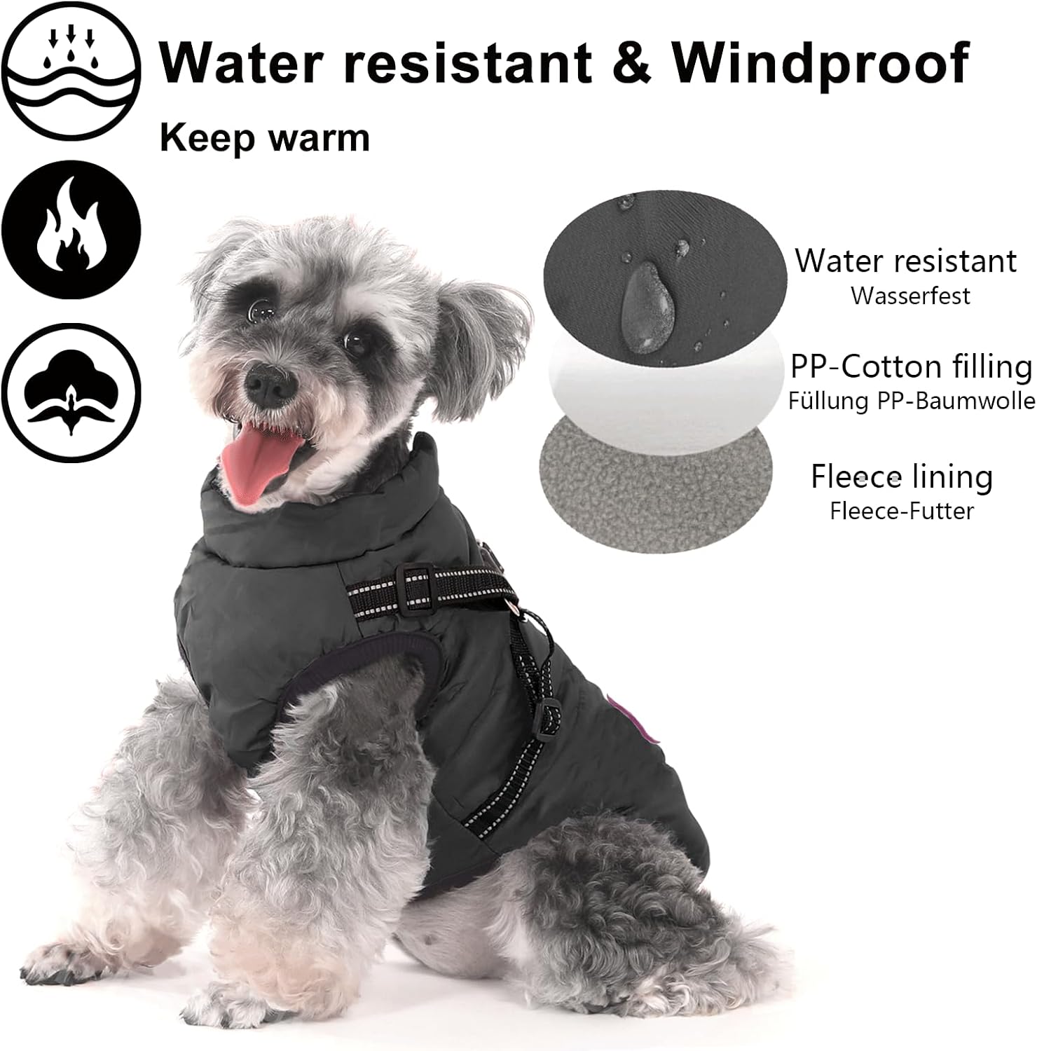 Detalle 1 de Aywoja Dog Coat with Harness 8 Sizes
