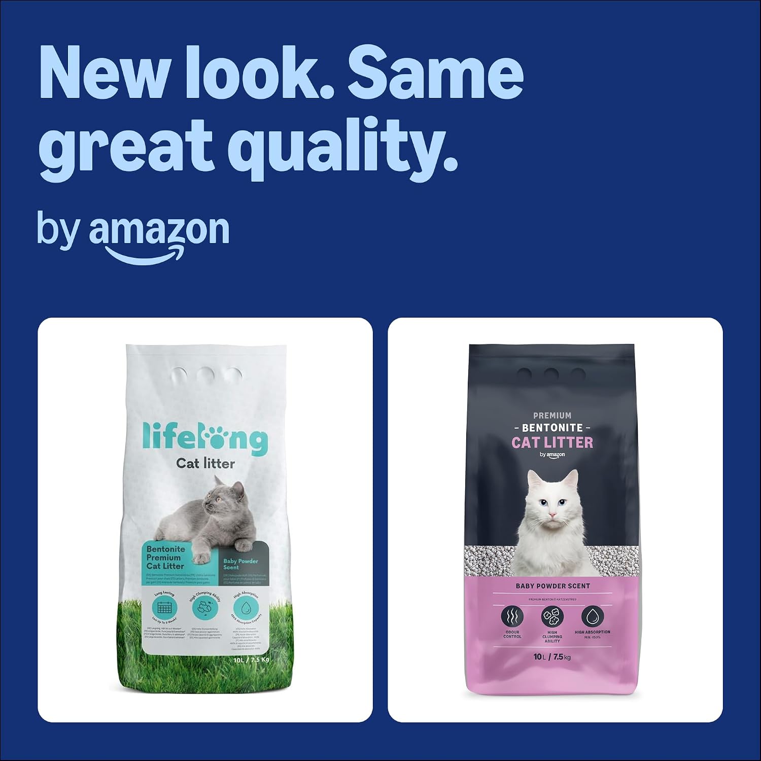 Detalle de By Amazon Bentonite Premium Cat Litter with Baby Powder Scent, 10L (Pack of 1) — formerly Lifelong