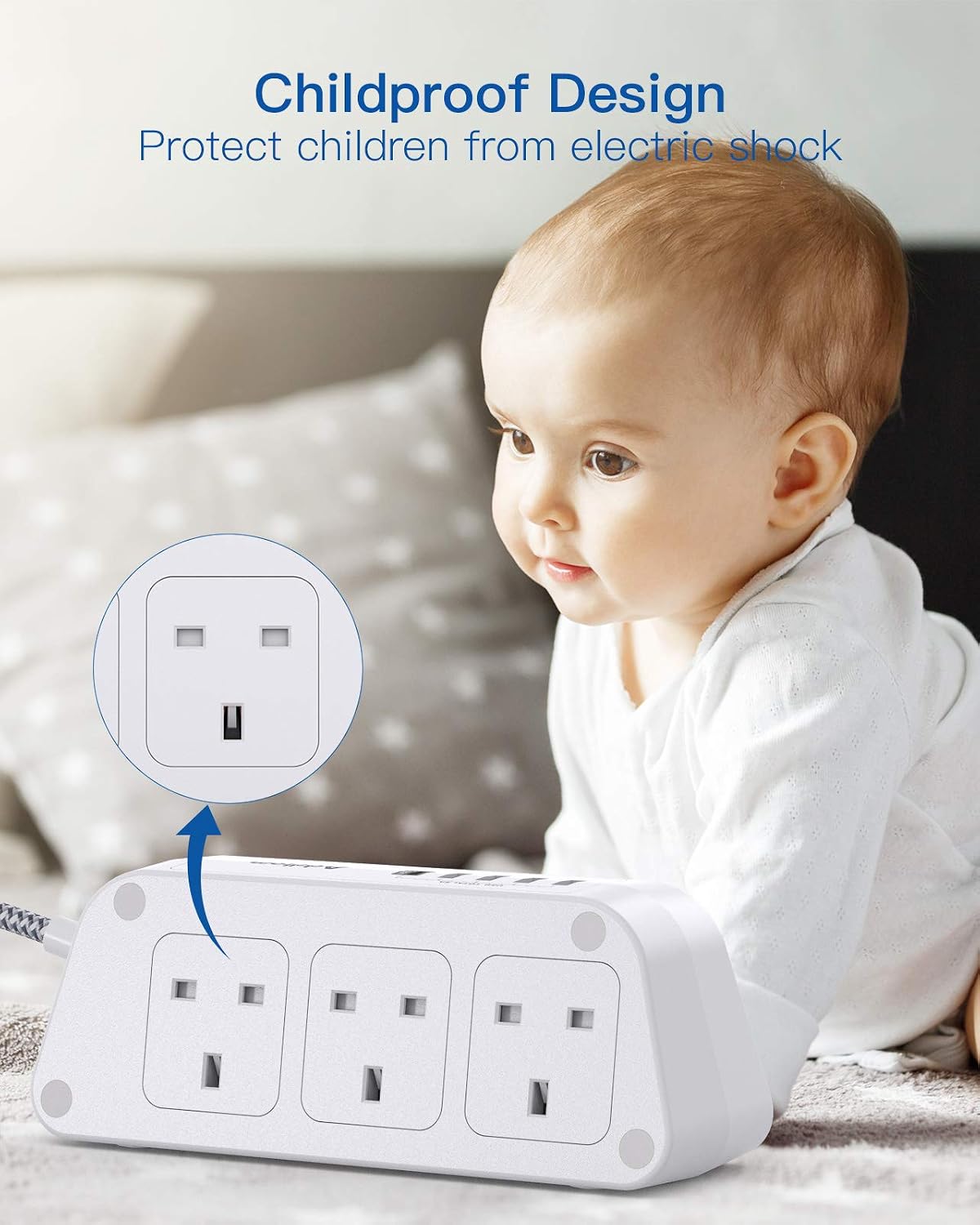 Detalle 2 de Addtam 3M Extension Cable 3250W Surge Protector 🔌