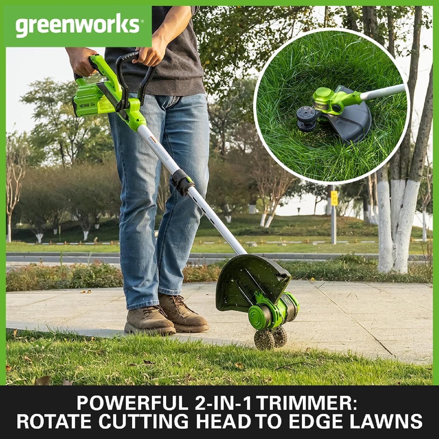 Thumbnail 3 de Greenworks Grass Trimmer 40V 33cm (incl. 2.0Ah battery) – easy cordless trimming