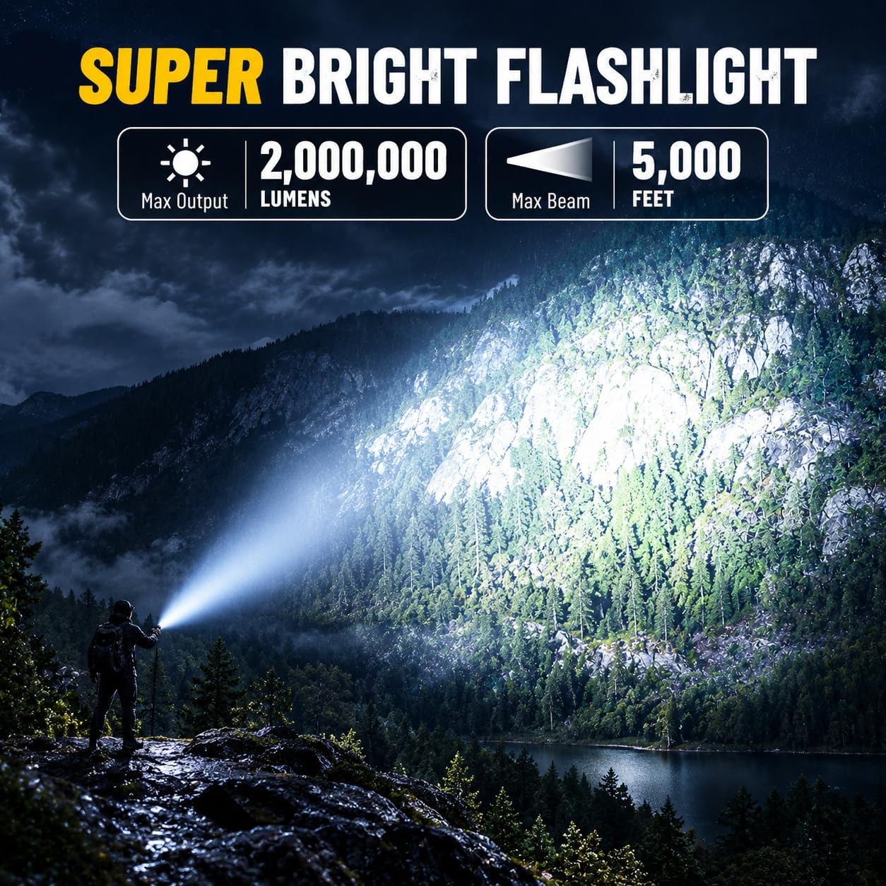 Thumbnail 1 de ECLINCO Flashlight Rechargeable 99,000 Lumens handheld flashlight 🔦