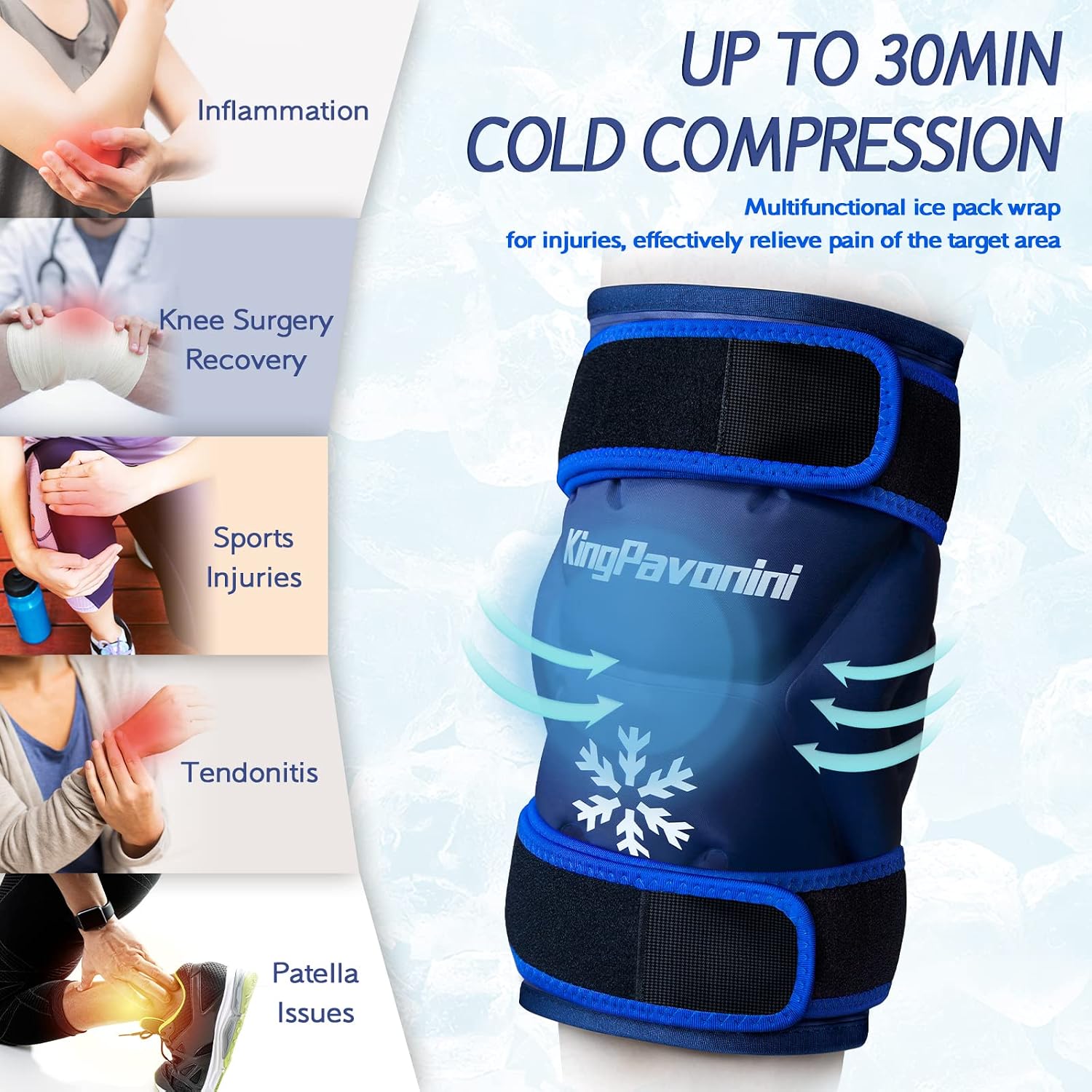 Thumbnail 5 de KingPavonini XXL Knee Ice Pack Wrap, 2-Pack, Adjustable Straps, Dual-Sided Cooling