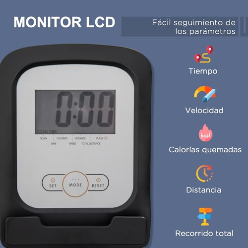 Detalle 2 de HOMCOM Bicicleta Estática Reclinada con Resistencia y Pantalla 🚴♀