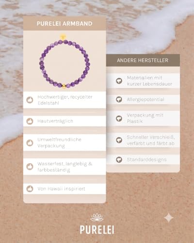 Thumbnail 4 de Purelei Purple Sky Armband – Amethyst-Naturstein, elastisch, Einheitsgröße, Gold